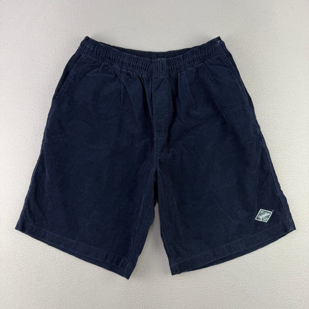 Vintage Zeppelin Corduroy Shorts Mens Medium Navy Blue 90s Baggy Elastic Waist